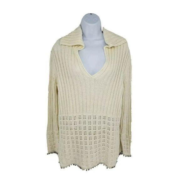 Tommy Bahama Knit Sailor Collar Sweater Ivory - Picture 2 of 12